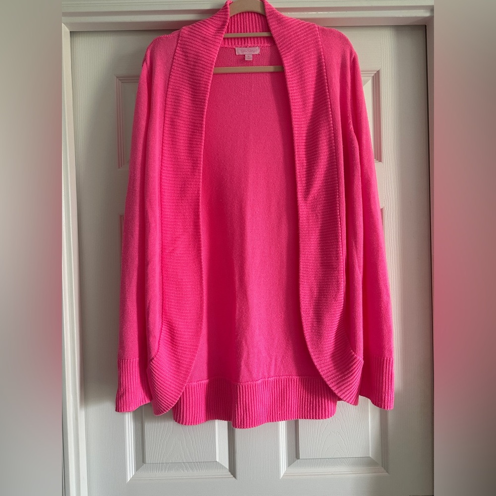 Lilly Pulitzer Pink Cardigan Sweater Lightweight Knit - Picture 2 of 6